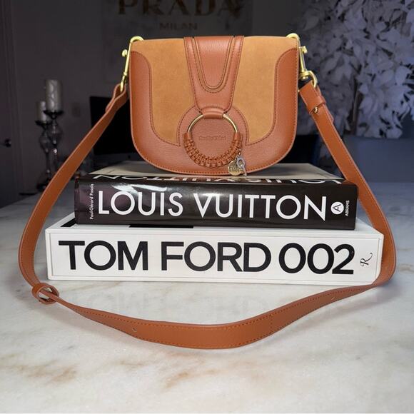 See by Chloé Hana Caramello Leather & Suede Saddle Crossbody Bag - Picture 3 of 15